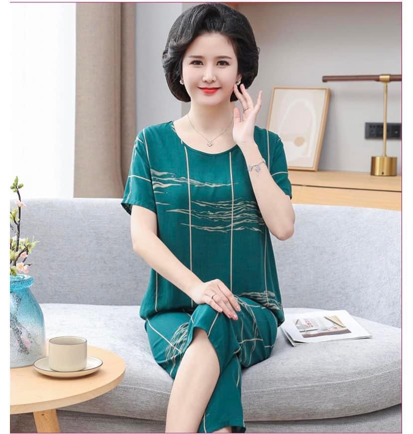 Bộ lanh mặc nhà cho mẹ trung niên U50