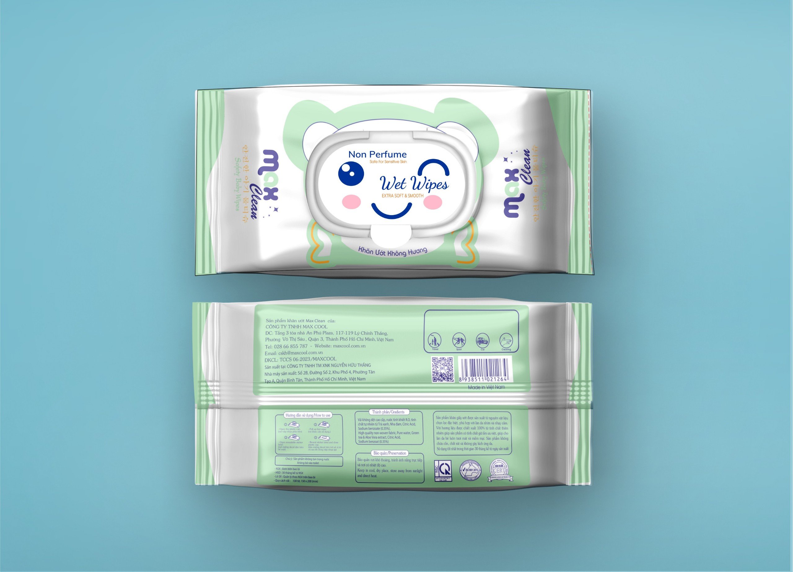 Combo 2 gói Khăn giấy ướt cao cấp 100 Tờ Max Clean Capybara siêu đáng yêu (HÀNG CHÍNH HÃNG)