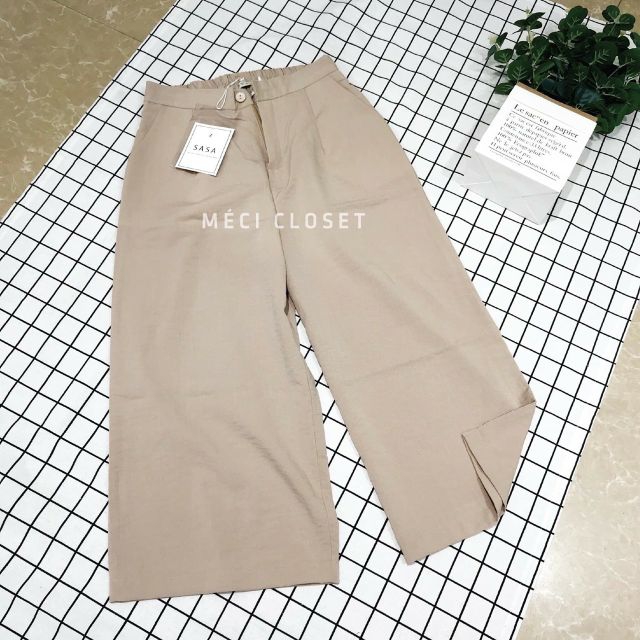 Quần culottes lửng khóa thật