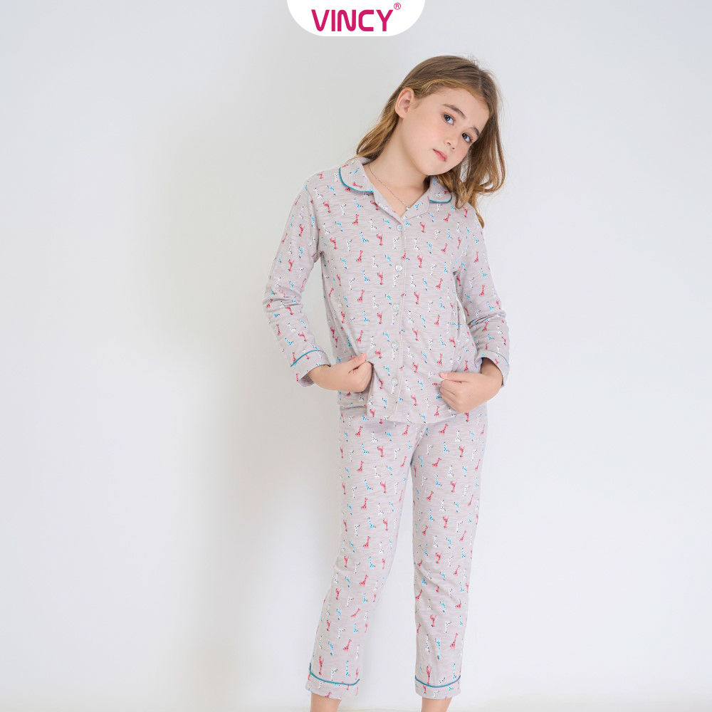 Bộ đồ thun dài bé gái vincy thoáng mát ktd010s31
