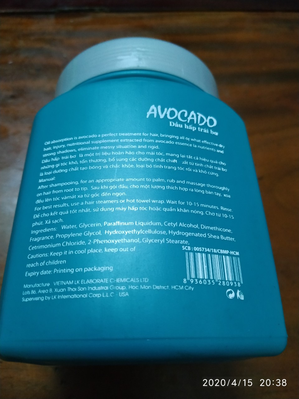 [HCM]Hấp dầu ủ tóc  dưỡng tóc Avocado 1000ml