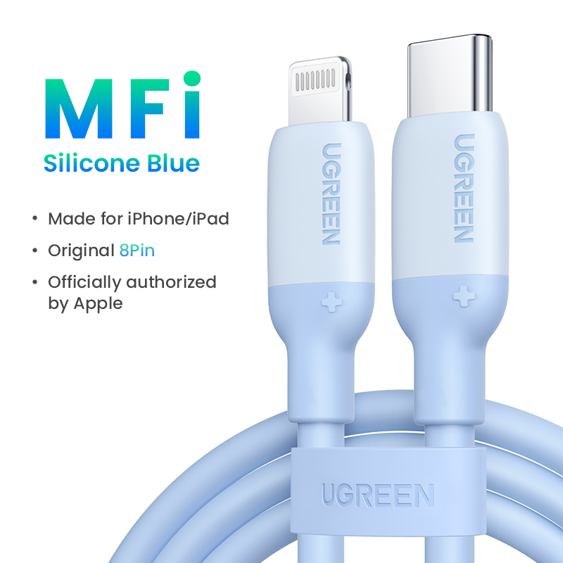 【Chứng nhận MFi】 UGREEN 1m Cáp USB C to Lightning Cáp iPhone 14 Plus/iPhone 14 Pro Max Lightning PD 20W Cáp Lightning USB C Siêu mềm cho iPhone 14 Plus/iPhone 14 Pro Max 13 Pro Max / 12/11 / X / 8, iPad (2021), AirPods, MacBook
