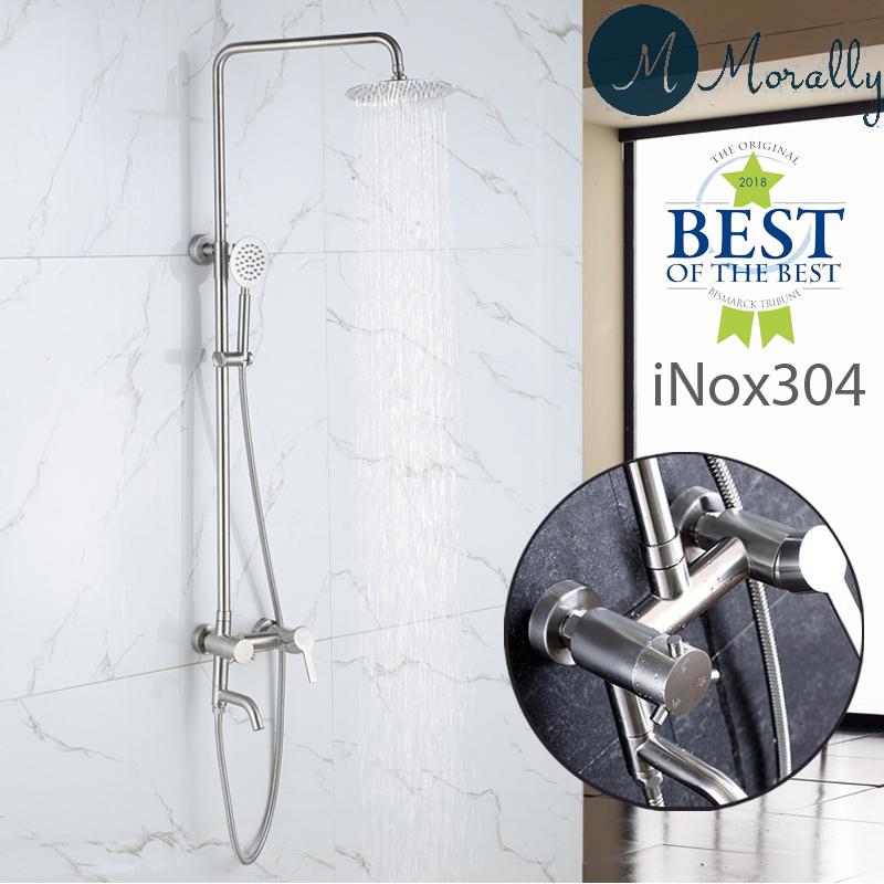 Bộ sen cây inox 304  tắm đứng NÓNG LẠNH cao cấp Morally -V.I.P Bảo hành 5 năm (Dáng Tròn)