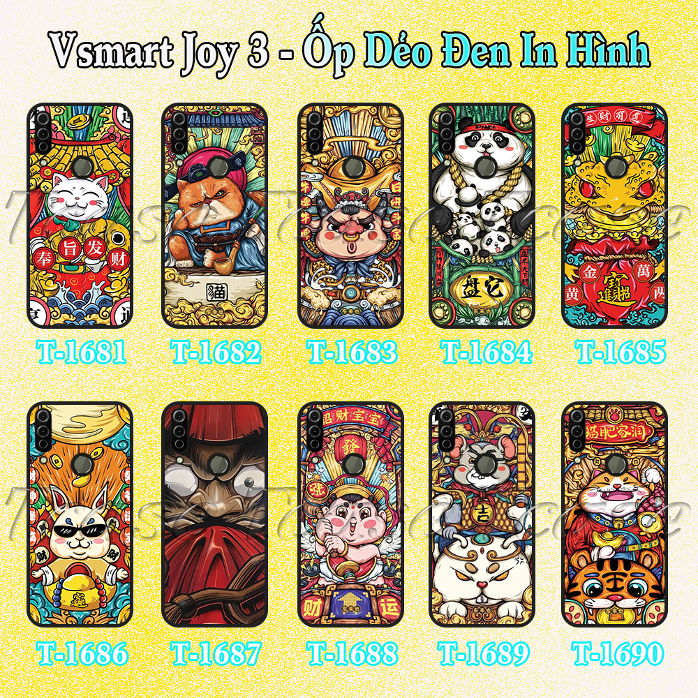 Ốp lưng Vsmart Joy 3 dẻo đen in hình 12 con giáp siêu chất