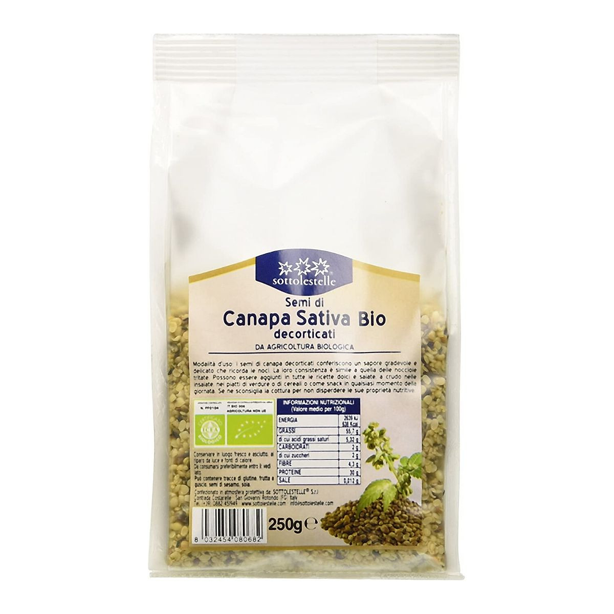 Hạt gai d ầ u hữu cơ đã tách vỏ Sottolestelle Hem Seeds 250g