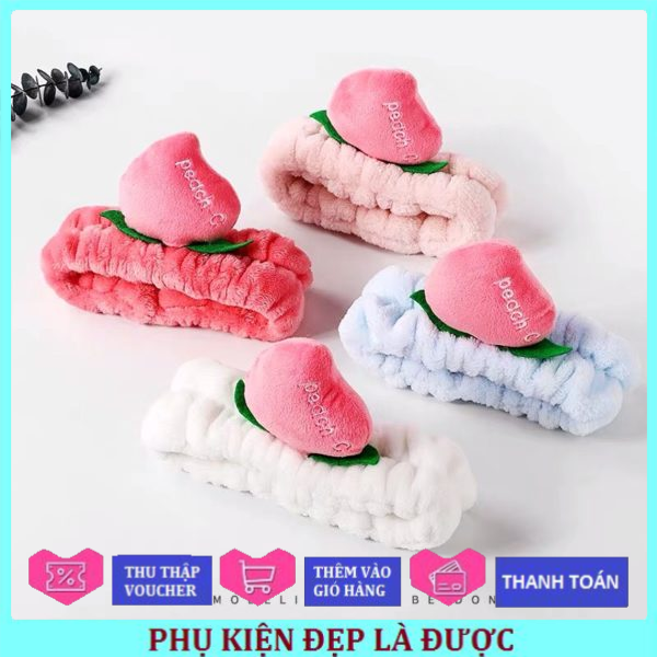 [HCM]Băng Đô Nhung Trái Đào Siêu Cute Đáng Yêu