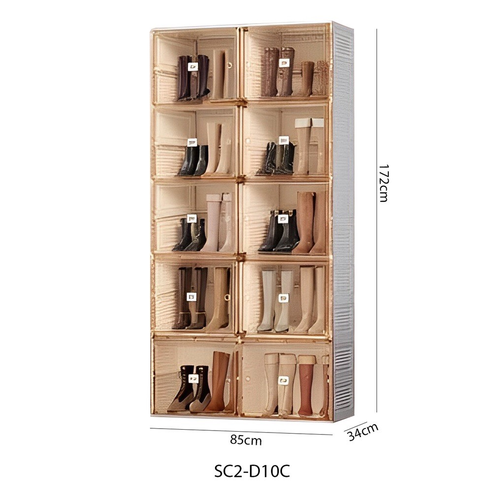 Tủ để giày gấp gọn AntBox cửa trong suốt, tủ đựng giày dép cao cấp chất liệu nhựa ABS - Hàng chính hãng