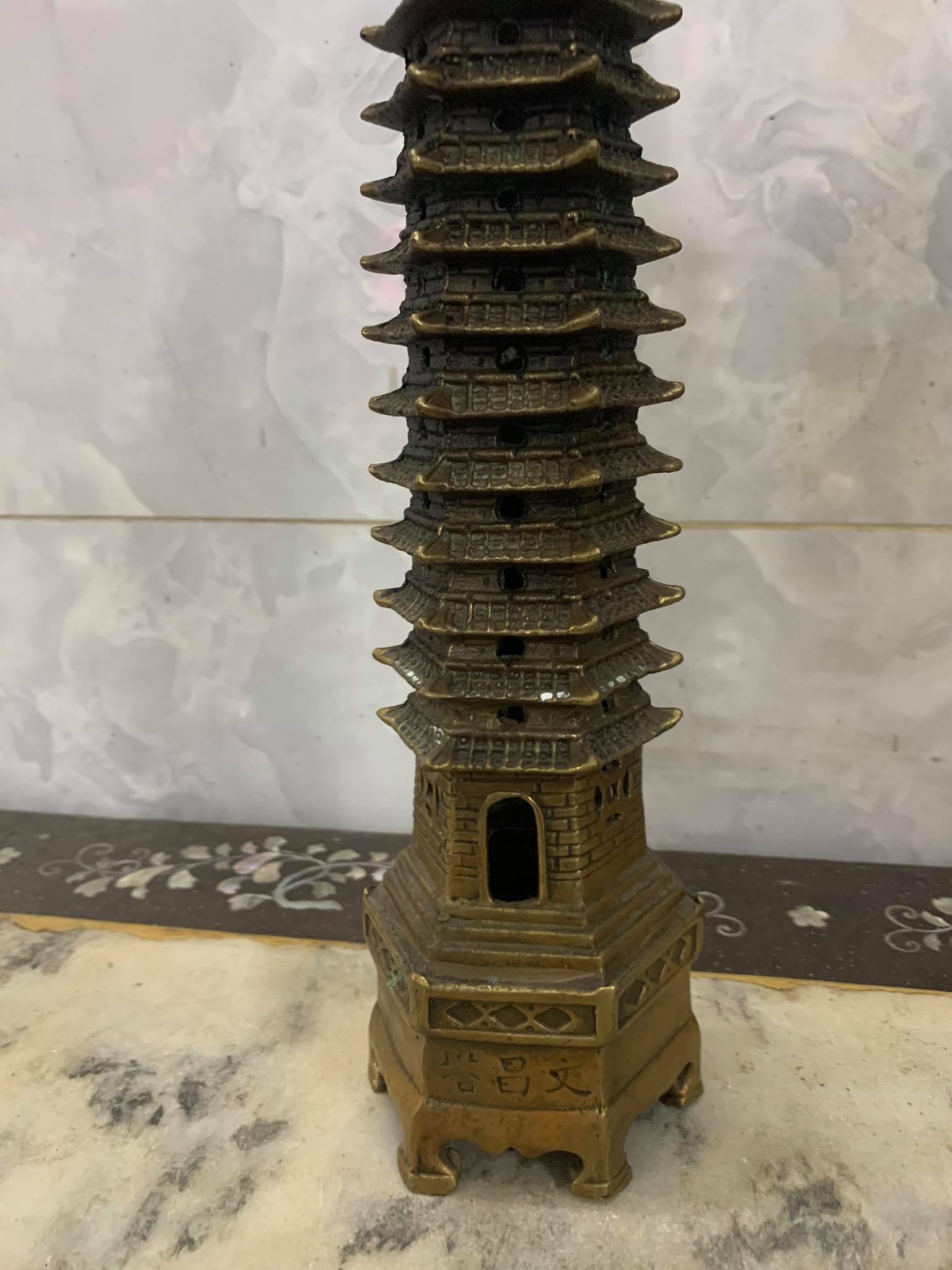 Tháp văn xương cao 30cm bằng đồng