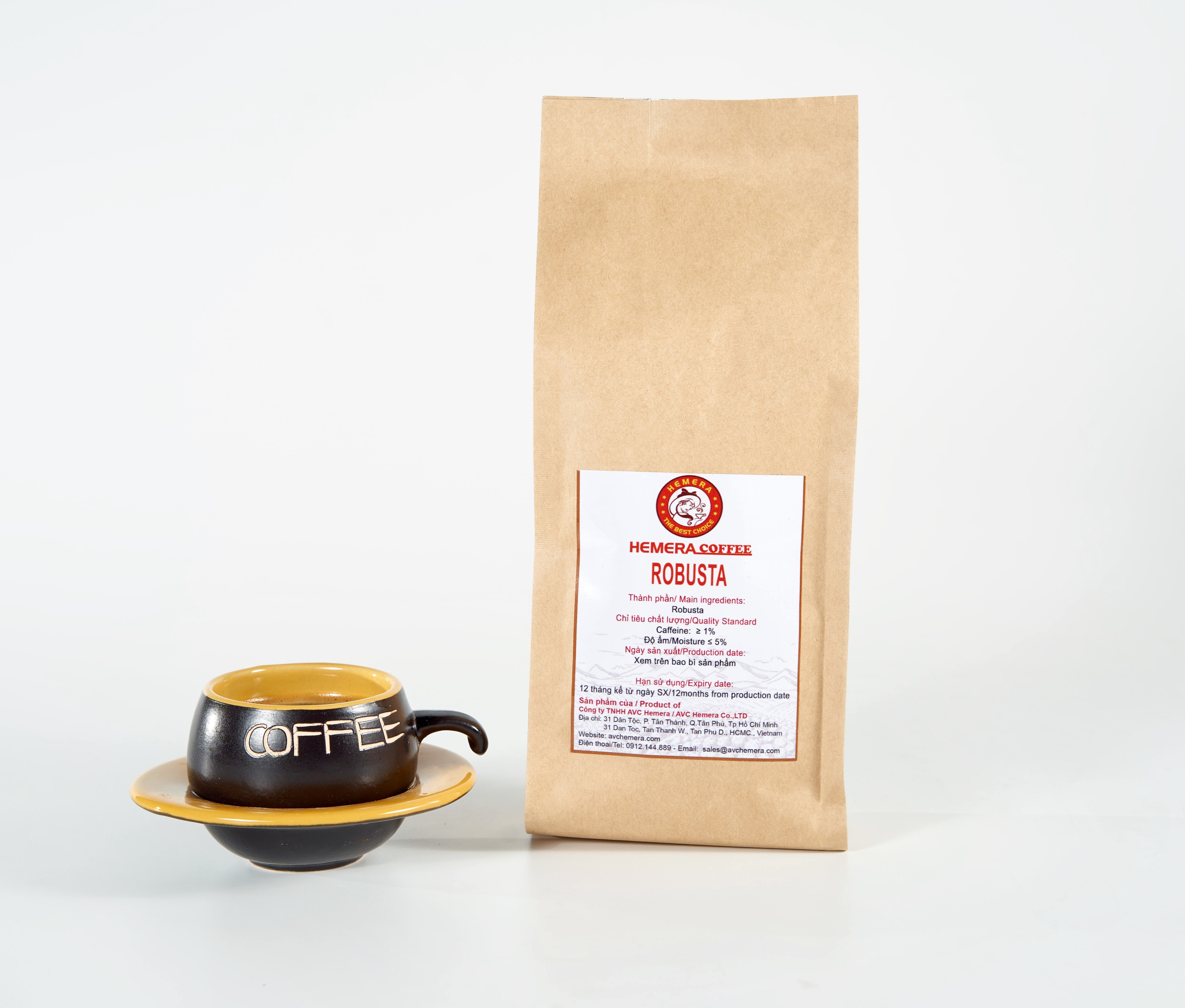 [HCM]CÀ PHÊ HẠT NGUYÊN CHẤT ROBUSTA RANG MỘC HEMERA COFFEE