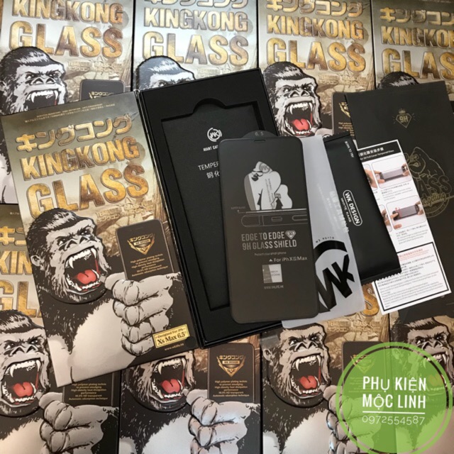 KÍNH CƯỜNG LỰC IPHONE 6 ĐẾN X XR XS MAX 11 PRO MAX FULL MÀN CHỐNG BỤI VÀO FACE ID HIỆU KING KONG THÁCH THỨC MỌI VA ĐẬP (không hộp)