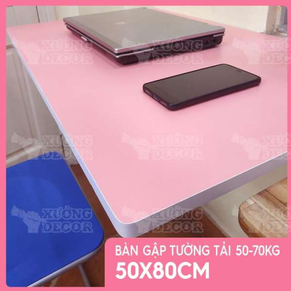 Bàn gập treo tường Hồng Pink 50x80cm tải 50-70kg