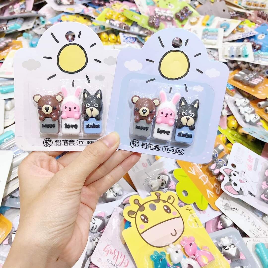 [MUA 2 GIẢM 5%]Set Nắp Đậy Bút Chì Chuốt Mẫu Thú Cute cho bé