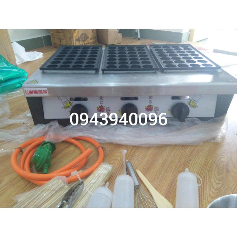MÁY LÀM BÁNH TAKOYAKI DÙNG GAS 3 KHUÔN 84 BÁNH HÀNG CHÍNH HẴNG BẢO HÀNH 1 NĂM