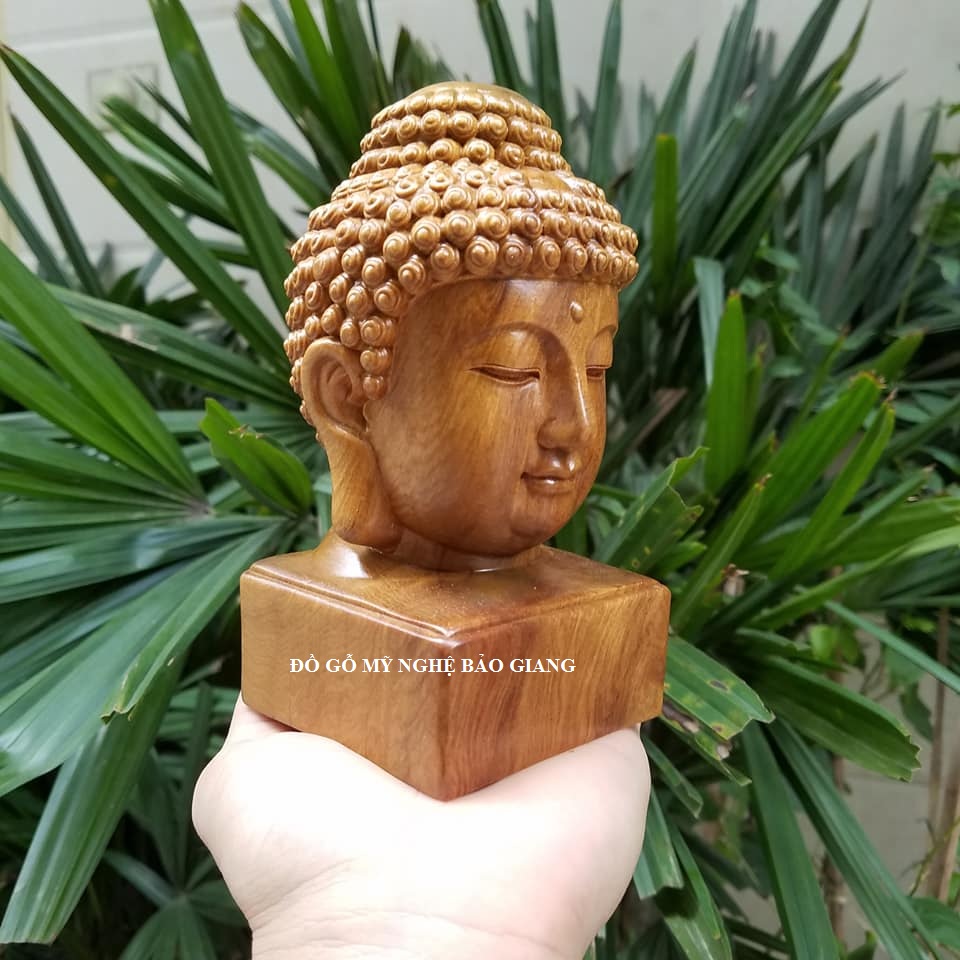 Tượng phật Thích ca gỗ bách xanh cao 15 cm Diện phật Thích Ca
