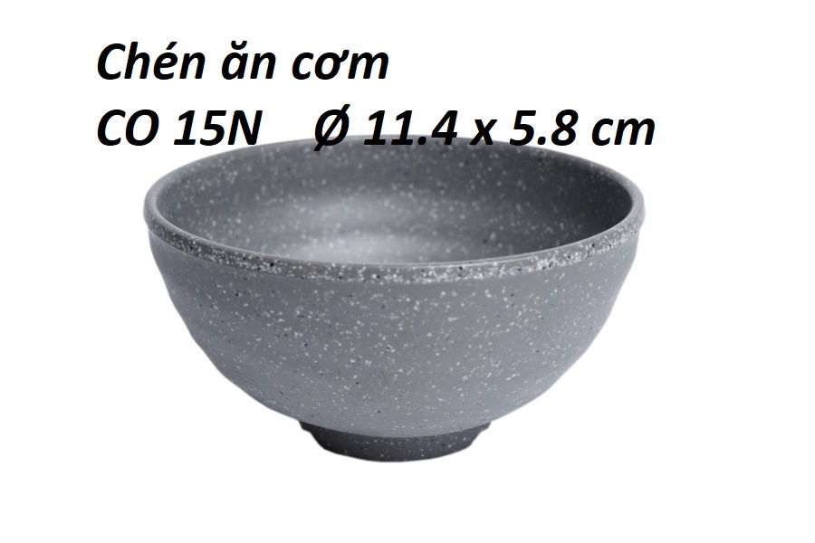 Chén ăn cơm nhựa melamine cao cấp nhám xám Co15 đường kính 11.4 x 5.8 cm cao
