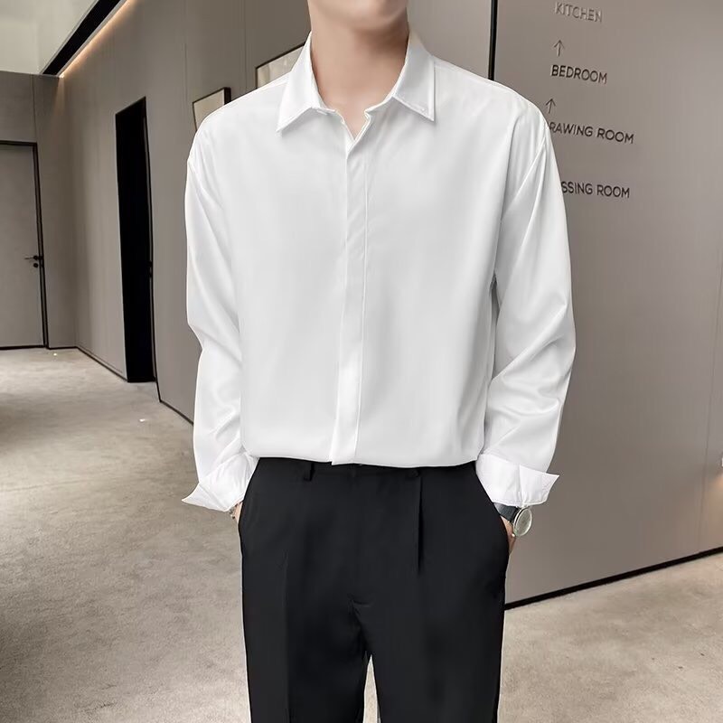 Áo sơ mi nam dài tay màu trơn form rộng giấu nút thời trang Hàn Quốc cao cấp NT91  PONIVALAZA chất vải mịn mát thấm hút mồ hôi