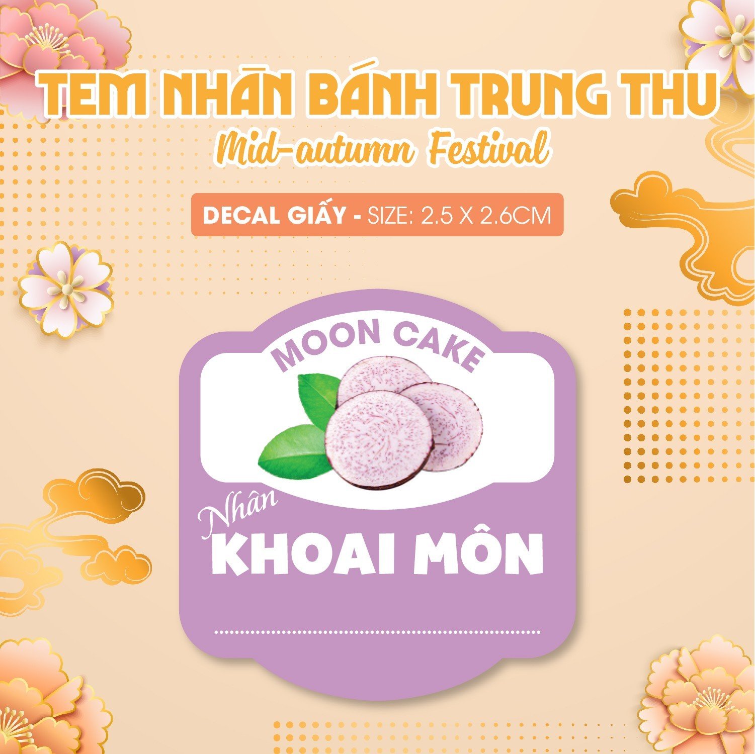 Tem Dán mẫu Hình - Nhãn Dán Nhân Bánh trung thu - Mới