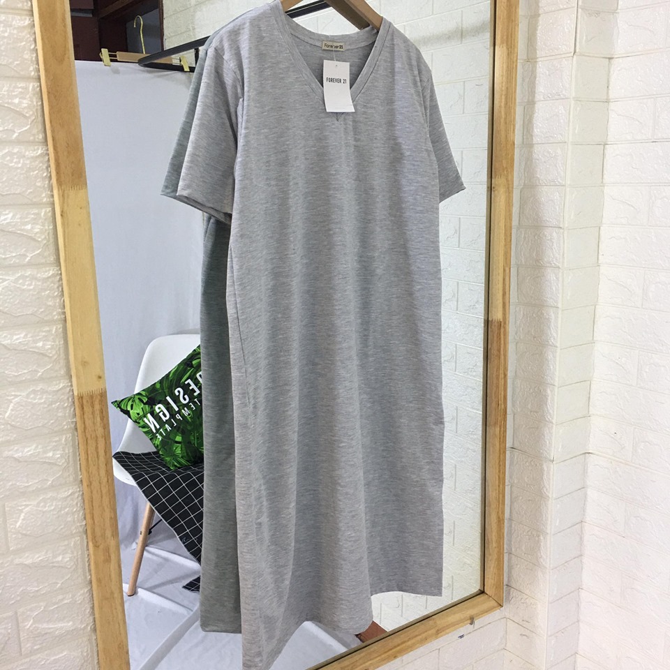 Đầm suông nữ - váy suông cổ tim basic form vải cotton mềm mịn thoáng mát