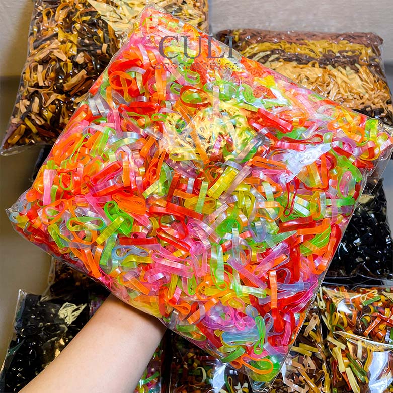 Thun cột tóc, chun buộc tóc kg thun đen, mix màu giá rẻ