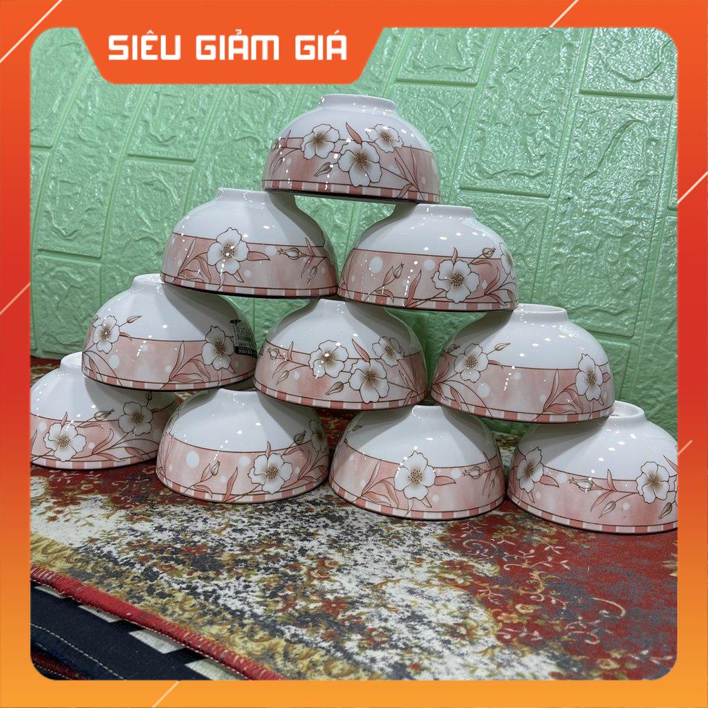 Combo 10 chén sứ / bát ăn cơm cao cấp dùng trong bữa ăn gia đình.
