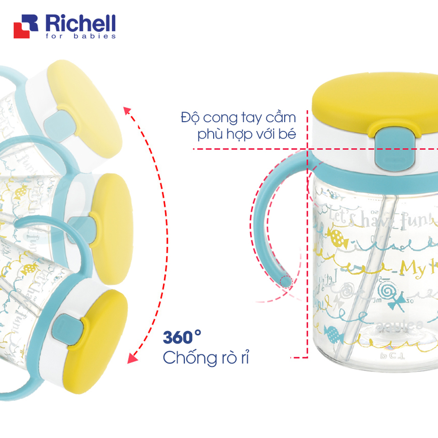 [Mẫu mới] Cốc ống hút Richell 200ml/320ml cho bé