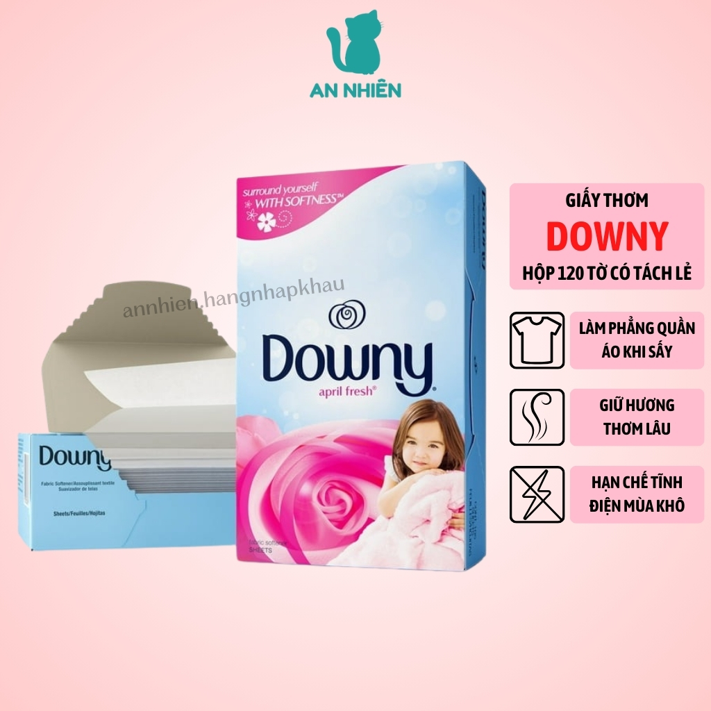 Giấy thơm sấy quần áo Downy April Fresh hộp 120 tờ tách lẻ 20-50-80 tờ