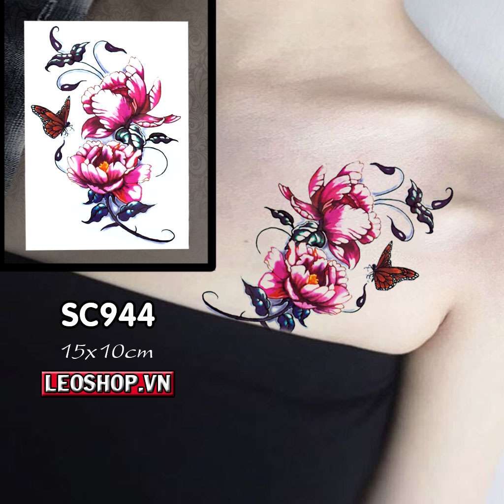 Hình Xăm Dán Nhỡ Hoa Bướm (15x10cm)
