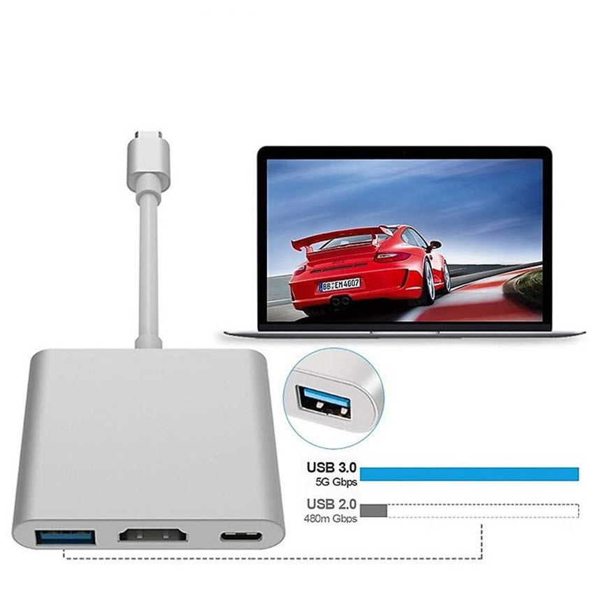 Cáp chuyển USB Type C sang HDMI và USB 3.0 cao cấp