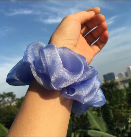 {Ảnh thật} cột tóc vải scrunchies von lụa ánh kim mềm xịn