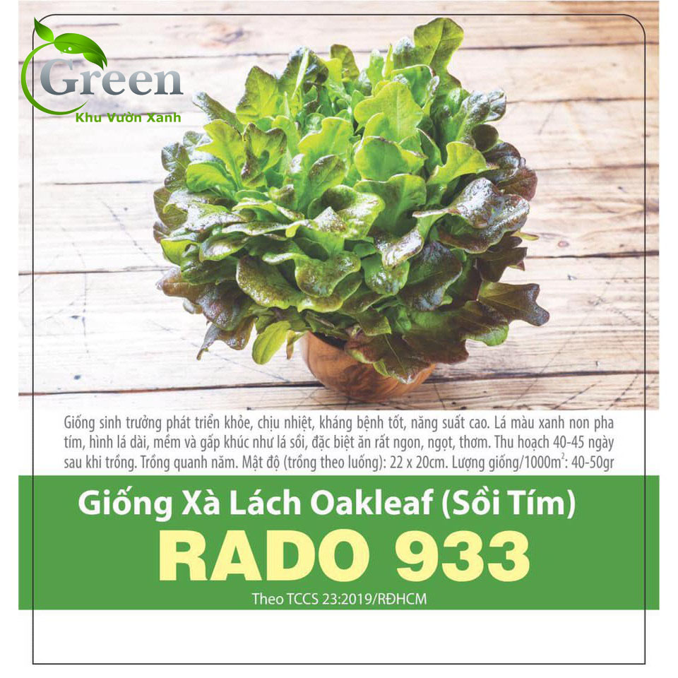 Hạt Giống Xà Lách Sồi Tím Italy (Oakleaf) Chịu Nhiệt Tốt, Thu Hoạch Nhanh