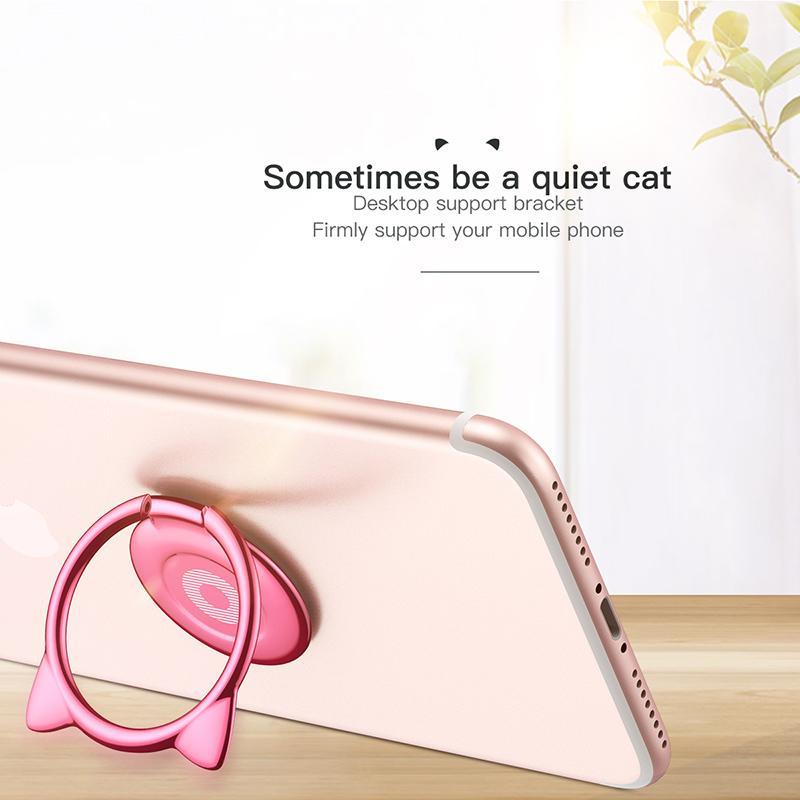 Giá đỡ hít điện thoại iring cao cấp Cute Cat Ear Ring