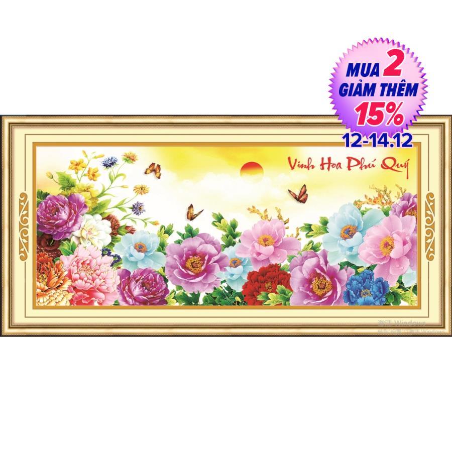 Tranh đính đá Vinh hoa phú quý - Hoa mẫu đơn 77575