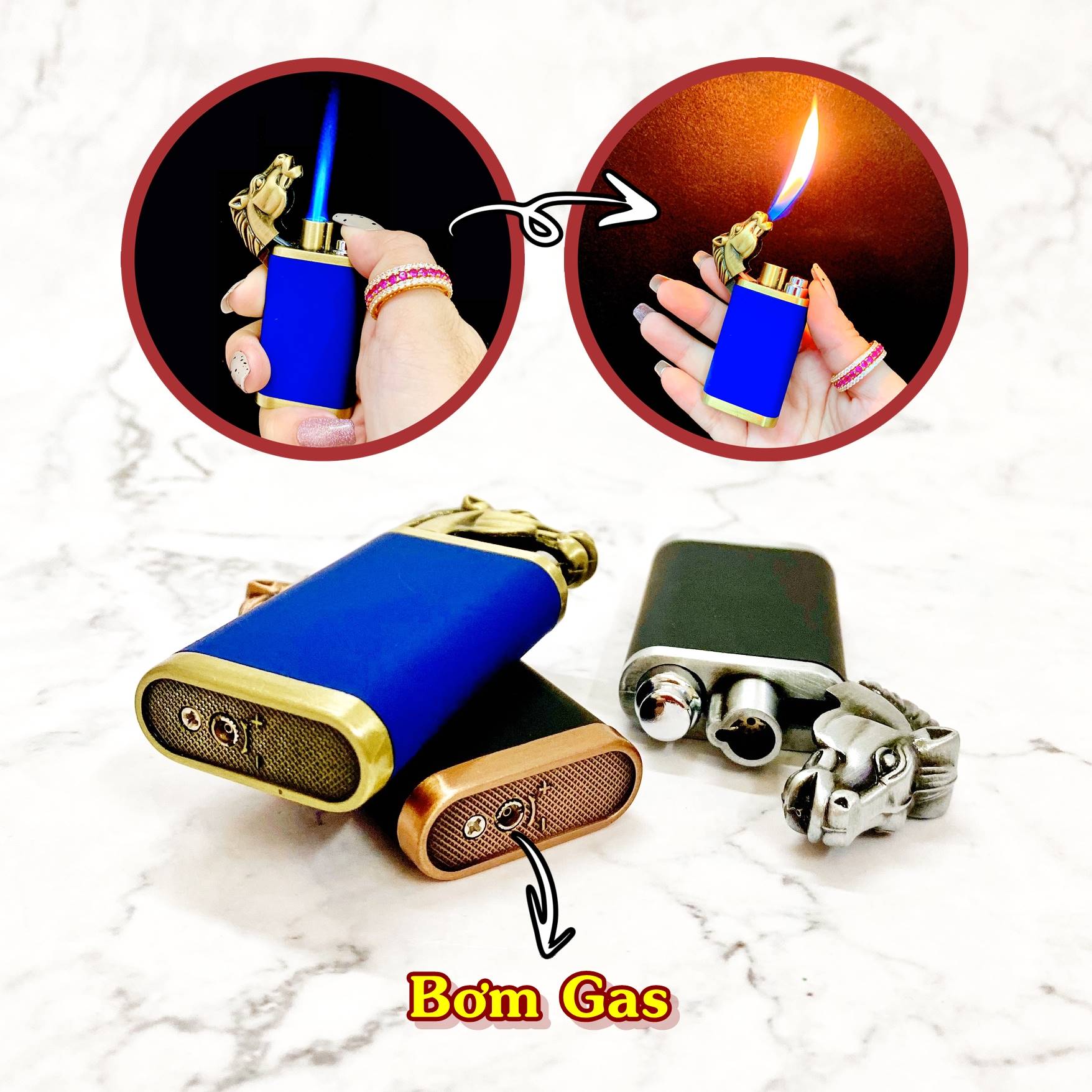 BẬT LỬA DOLPHIN 2 CHẾ ĐỘ LỬA HÌNH ĐẦU NGỰA (LỬA NGỌN VÀ LỬA KHÈ) - (XÀI GAS)