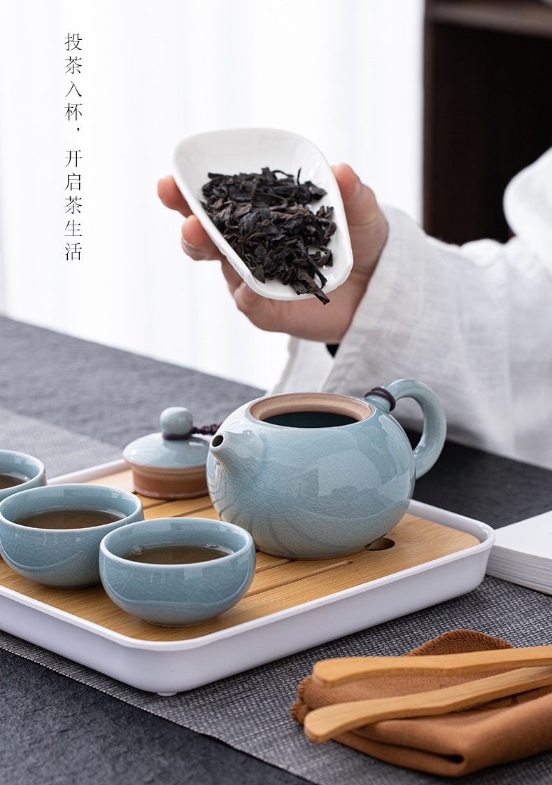 Bán Lẻ, Ấm Chén Sứ Cảnh Đức Pha Trà Men Ngọc