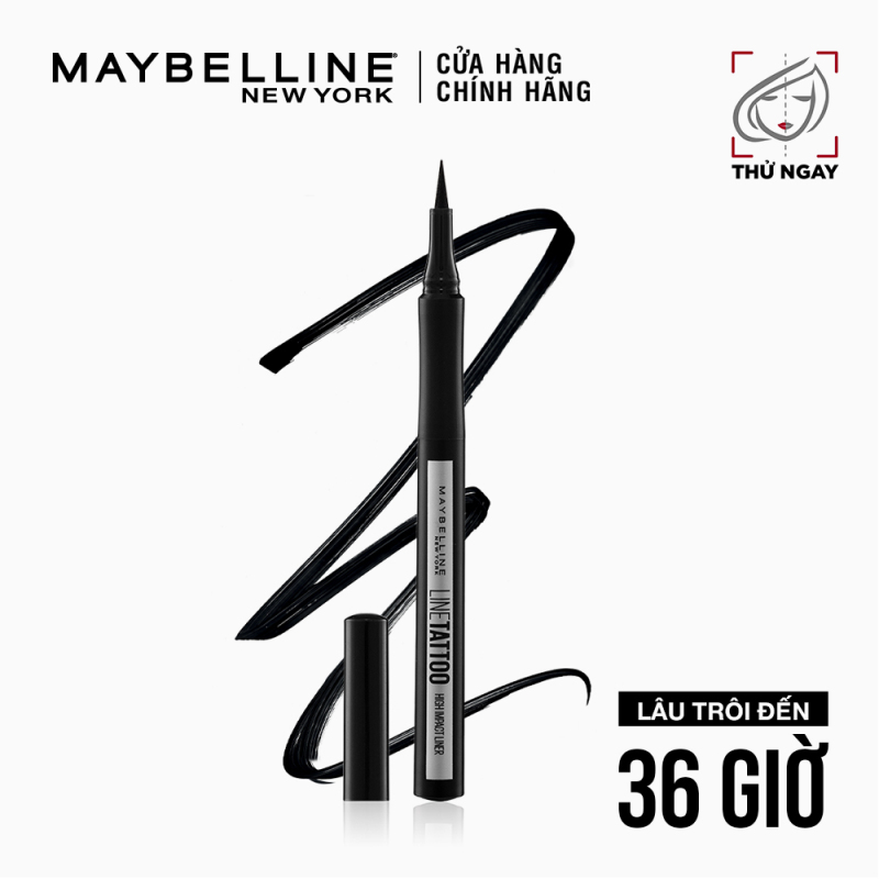 Bút kẻ mắt nước lâu trôi 36H không thấm nước với hạt màu HD Maybelline New York Line Tattoo High Impact Liner 1g