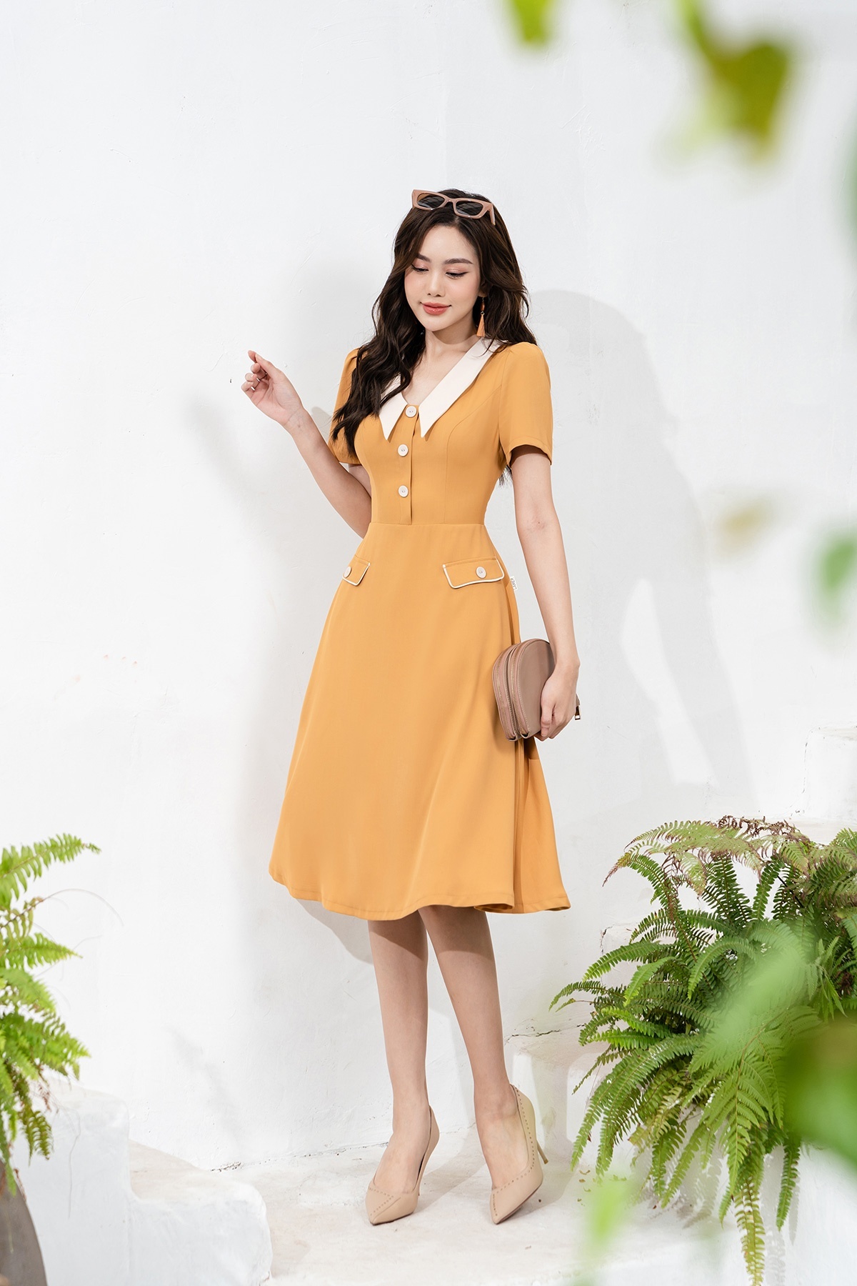 Đầm Cổ Phối Lamer Nắp Túi L63R23Q007