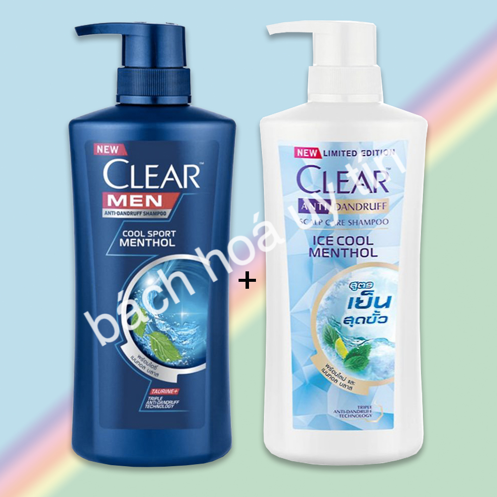 [ SẠCH GÀU TUYỆT ĐỐI] Combo 2 chai Dầu gội Clear Thái Lan bạc hà tươi mát ngừa gàu 410ml + 400ml , HSD 36 tháng kể từ ngày sản xuất. - Giao ngẫu nhiên.BÁCH HÓA UY TÍN