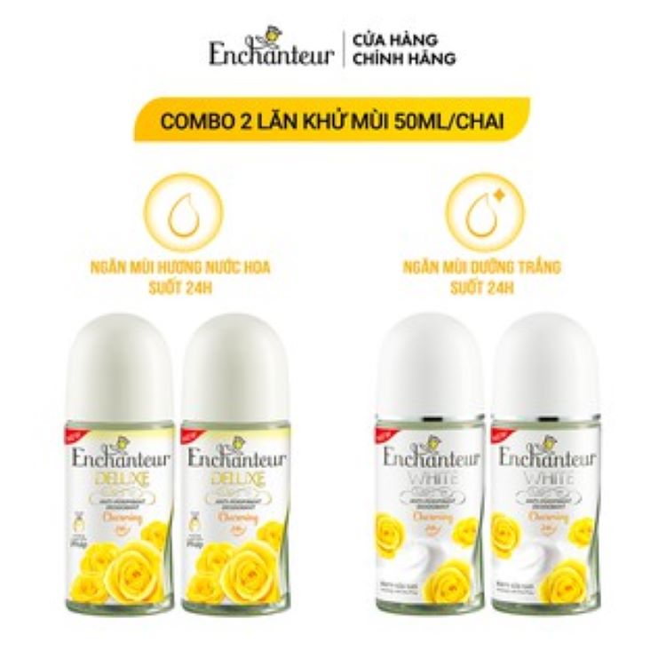 [HCM]Combo 2 Lăn khử mùi nước hoa/ trắng da Enchanteur Charming 50ml/ Chai