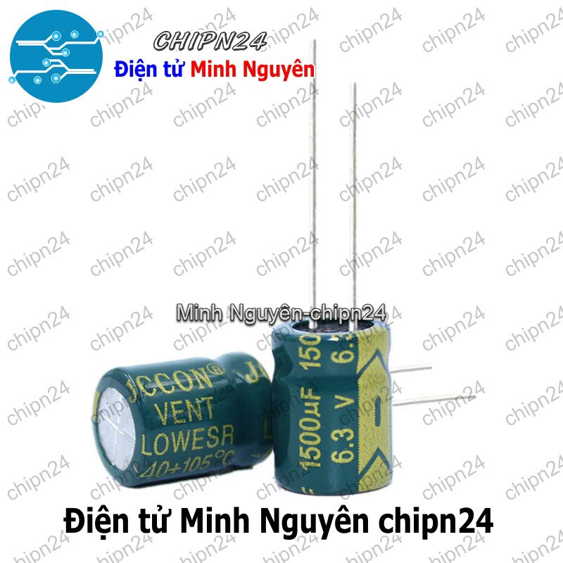 [5 con] (F276) Tụ hóa 1,500uF 6.3V Xanh Lá (10x13mm) (1500uF 6.3V) (Tần số cao) - HH005823
