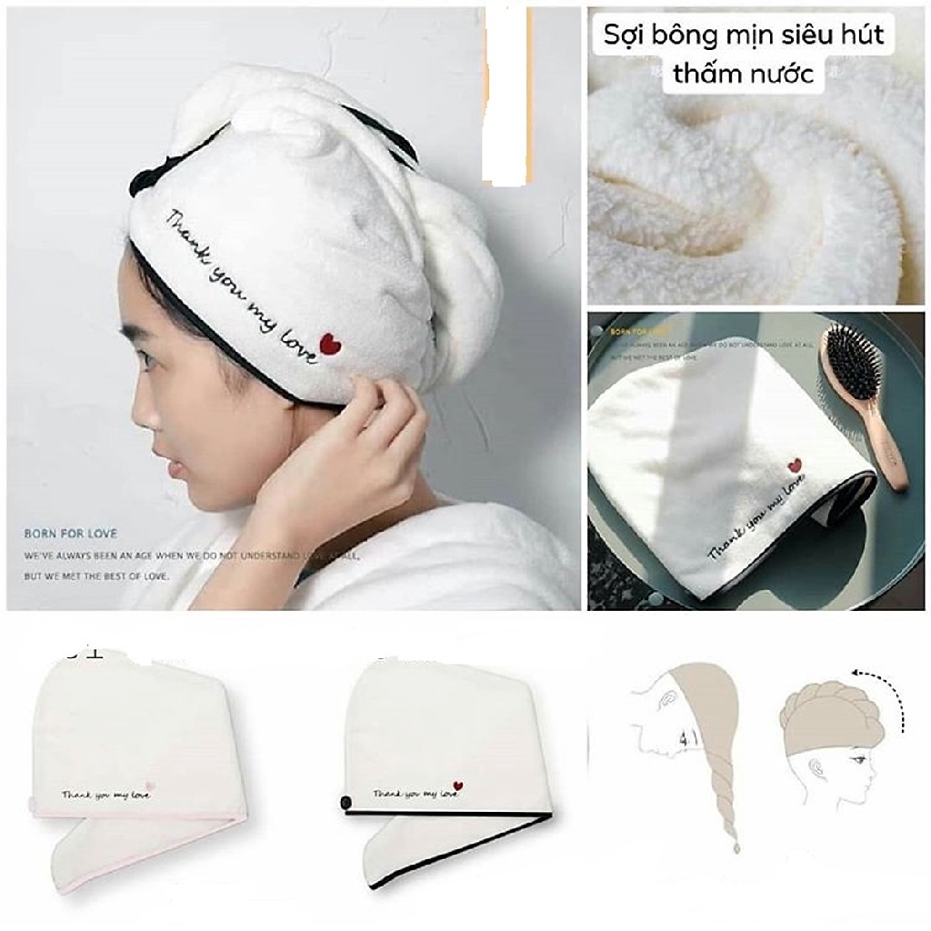 [HCM] Khăn Quấn Khô Tóc, Khăn Ủ Tóc Siêu Tốc Siêu Thấm Siêu Khô