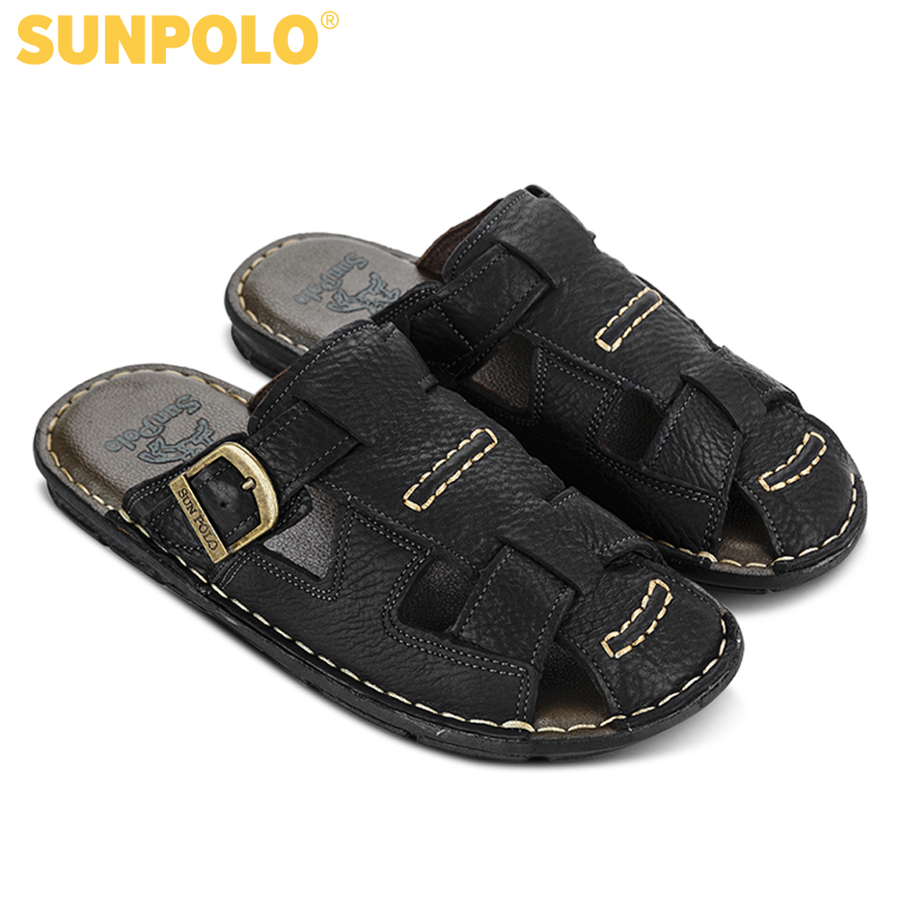 Dép Rọ Nam Da Bò SUNPOLO ABI019 (Đen, Nâu)