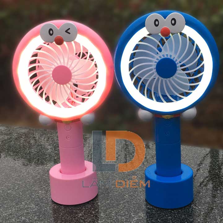 Quạt bàn pin sạc usb 2 chế độ siêu mát đôrêmon kitty