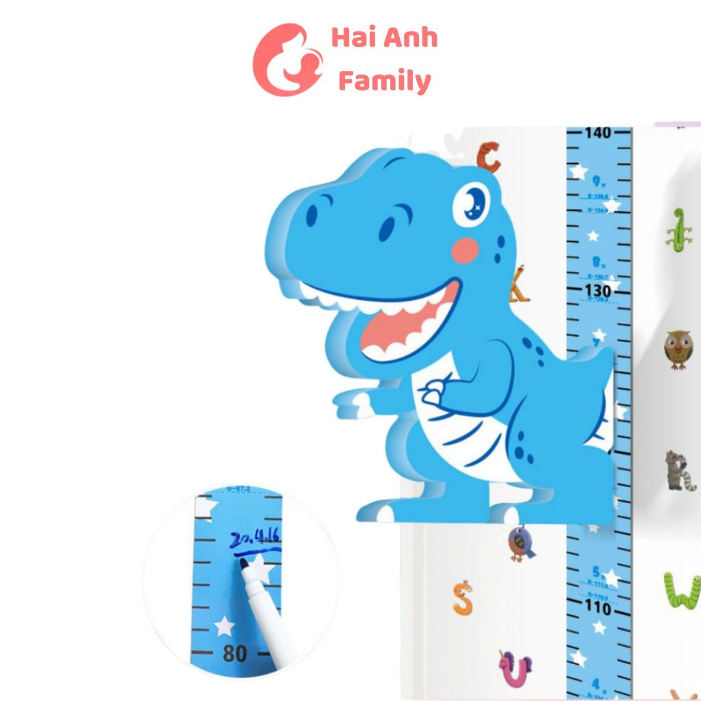 Thước đo chiều cao dán tường cho bé [Tặng kèm sticker trang trí]