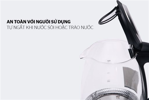 Ấm siêu tốc thủy tinh 1.7L Sunhouse SHD1217