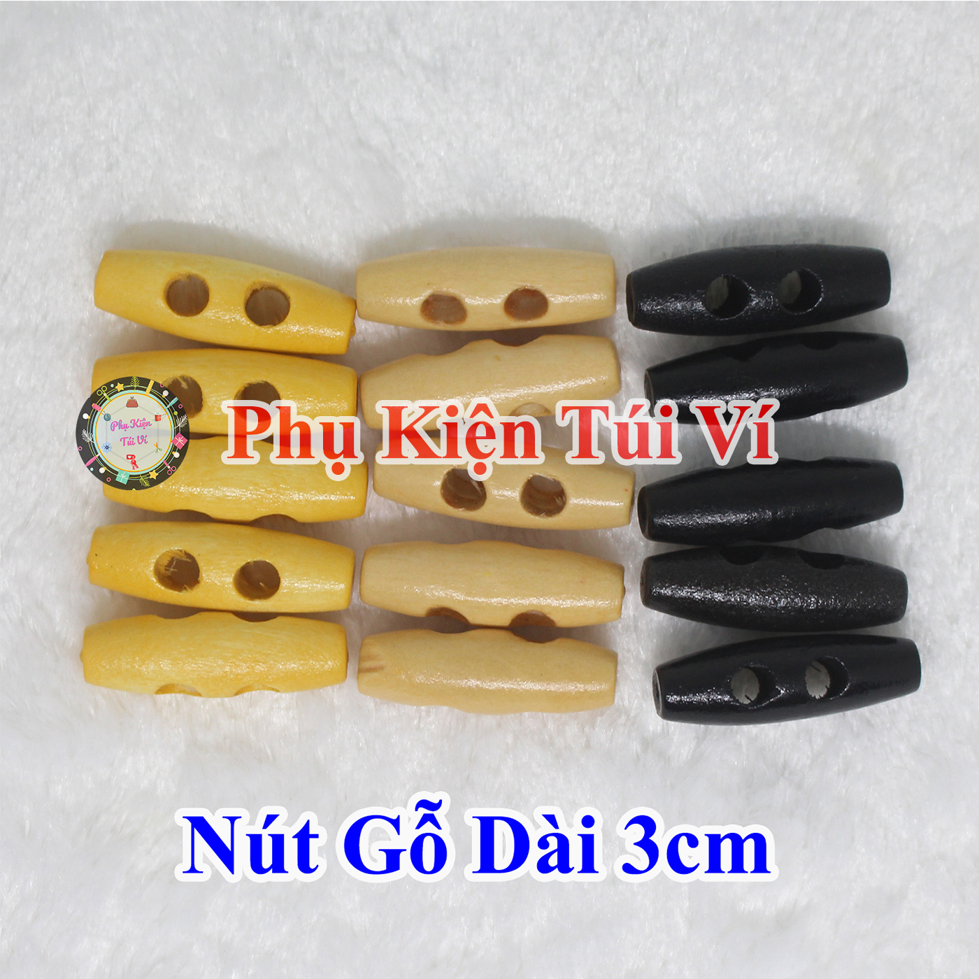 Wooden Buttons 3cm Long for Handmade Items