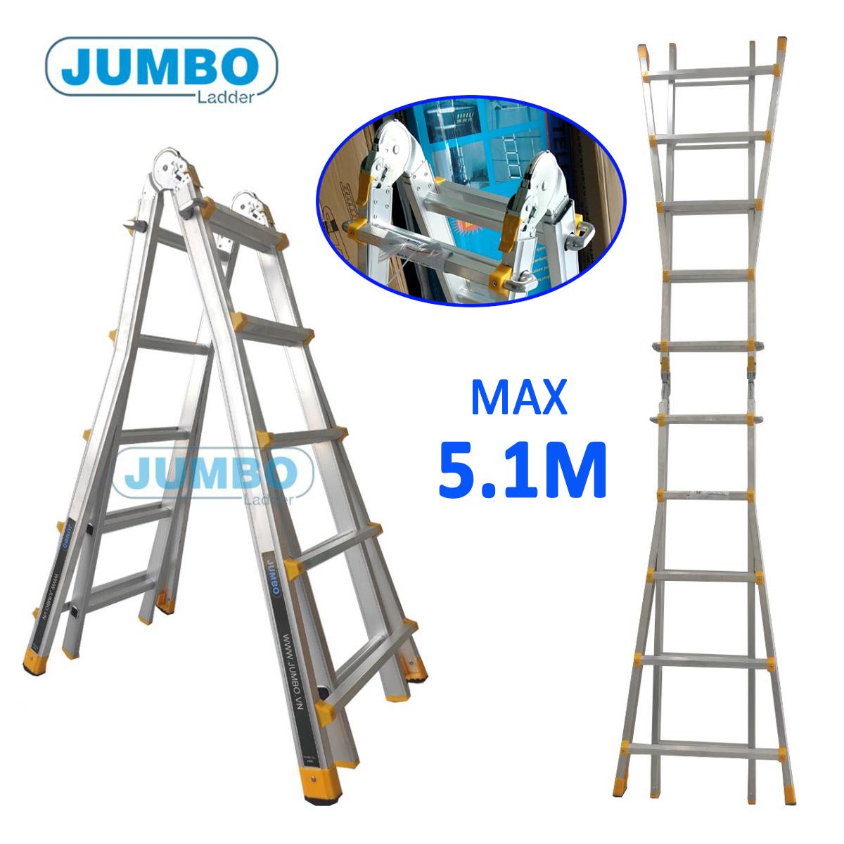 Thang nhôm gấp chữ A đa năng Jumbo A405 5,1m