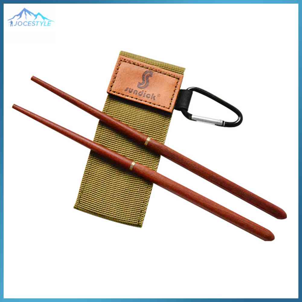 Mahogany Folding Chopsticks Outdoor Camp Picnic Travel Portable Tableware-Army Green/Coffee