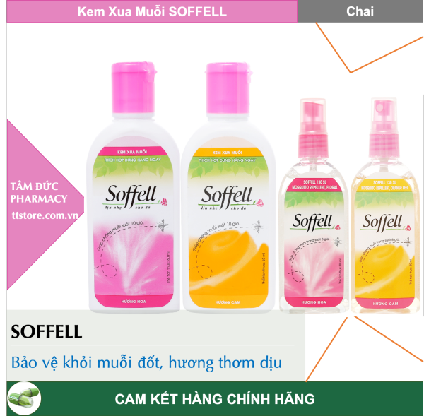 SOFFELL - Xịt / Kem bôi chống muỗi Soffell Hương hoa, cam [sofell, soffel, sofel]