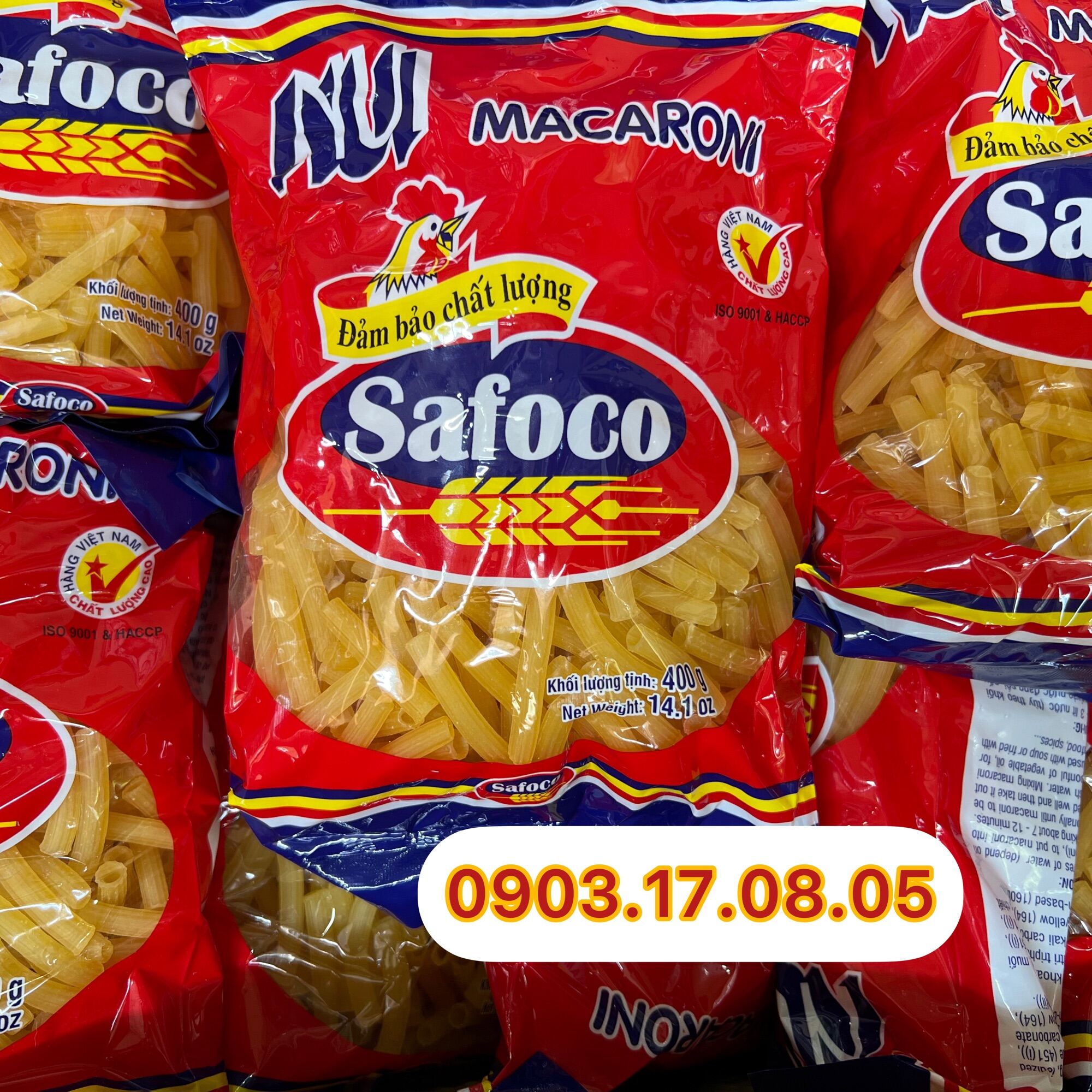 (Thùng 25*400gr)Nui ống lớn Safoco