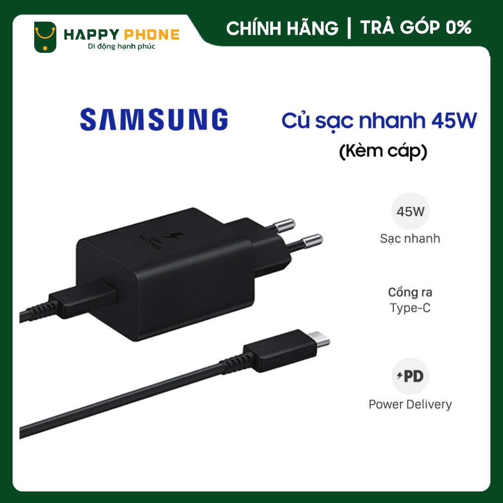Củ Sạc Type C Samsung 45W (kèm cáp) - Hàng chính hãng, Mới 100%